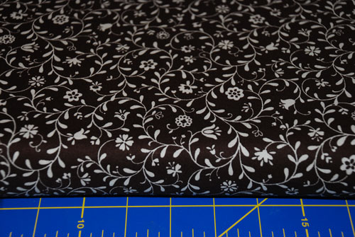 Brown & Cream Japanese Floral Cotton Fabric-japan, japanese, import, flowers, brown, cream, sewing, quilting, patchwork