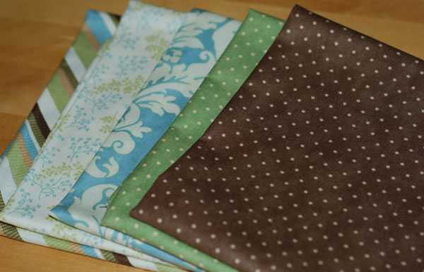 Blues, Greens & Browns Mixed Cotton Fabric Bundle Fat Quarters-cotton, fabric, fat quarters, moda, flowers, dots, stripes, blue, green, brown, patchwork, sewing, q