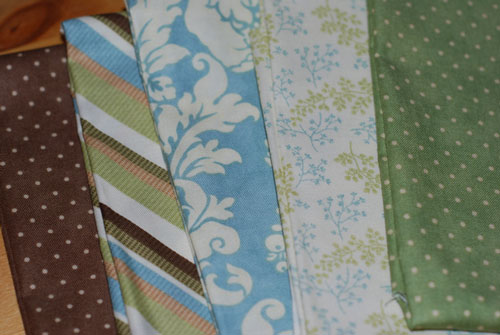 Blues, Greens & Browns Mixed Cotton Fabric Bundle Fat Quarters-cotton, fabric, fat quarters, moda, flowers, dots, stripes, blue, green, brown, patchwork, sewing, q
