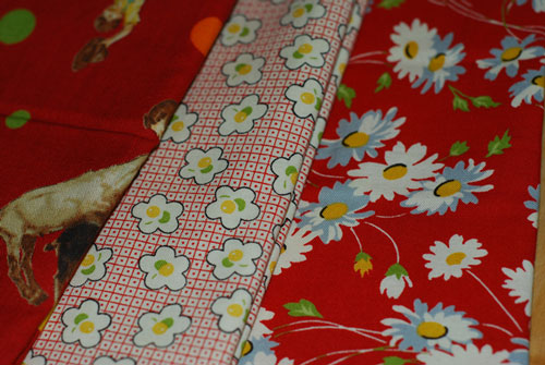 Vintage Kids & Flowers Red Cotton Fabric Mixed Bundle...1/2 yard cuts-moda, cotton, red, vintage, retro, fabric, girls, flowers, kids, sewing, quilting, clothing, patchwo