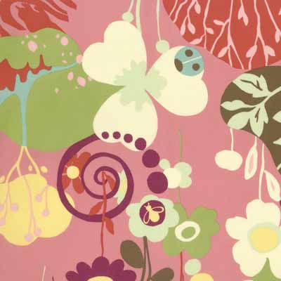 Moda Momo's Wonderland 32100-12 Pink Floral Print Cotton Fabric-momo's, wonderland, cotton, fabric, moda, sewing, whimsical, patchwork, pink, floral, flowers