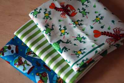 Frogs, Bugs & Stripes FQ Bundle...for the Boys!-frogs, bugs, stripes, free spirit fabrics, green, blue, red, white, cotton, fabric, fq